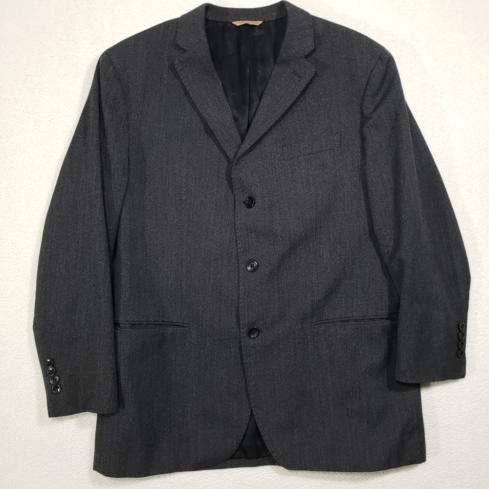 Banana Republic Heritage Blazer Men 44R Gray Wool Twill Tessuti di Sondrio Italy